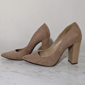 Tan Block Heel Pump